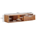 Lowboard Suspendu en Bois Massif Sheesham 108x25x34 cm Meuble TV Marron, Table TV Design avec Espace de Rangement, avec Compartiment de Rangement et Un Tiroir_03