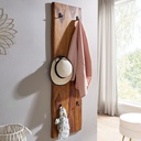 Porte-manteau mural Sheesham bois massif / métal 40x140x7 cm avec bord d'arbre, porte-manteau design porte-manteau de couloir à 2 rangées mur, porte-manteau bois_01