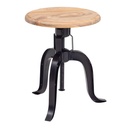 Tabouret Pivotant 39x62,5x39 cm Bois d'Acacia Massif/Métal Noir Rotatif, Tabouret Décoratif Design Réglable en Hauteur, Tabouret Sur Pied Rond Industriel_06