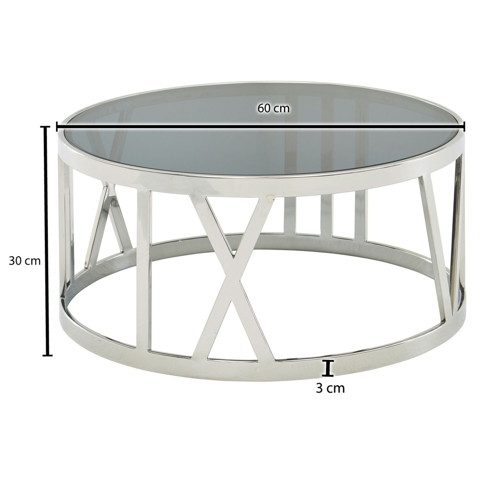 Table basse verre métal 60x60x30 cm table de canapé argent, table de salon design ronde, petite table basse moderne_03