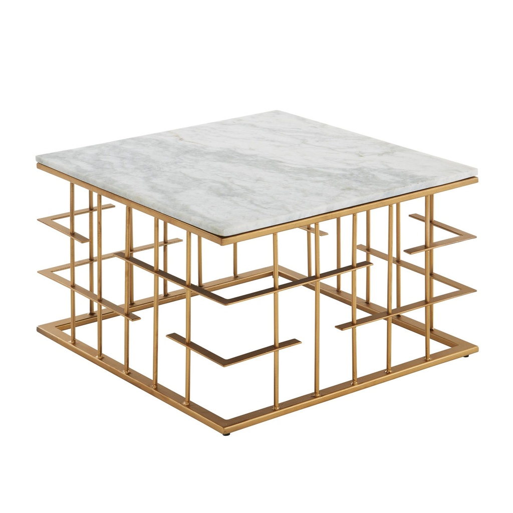 Table basse en marbre véritable blanc 55x55x35 cm Table de canapé en métal doré design table de salon carrée petite table basse moderne carrée WL6.681_06