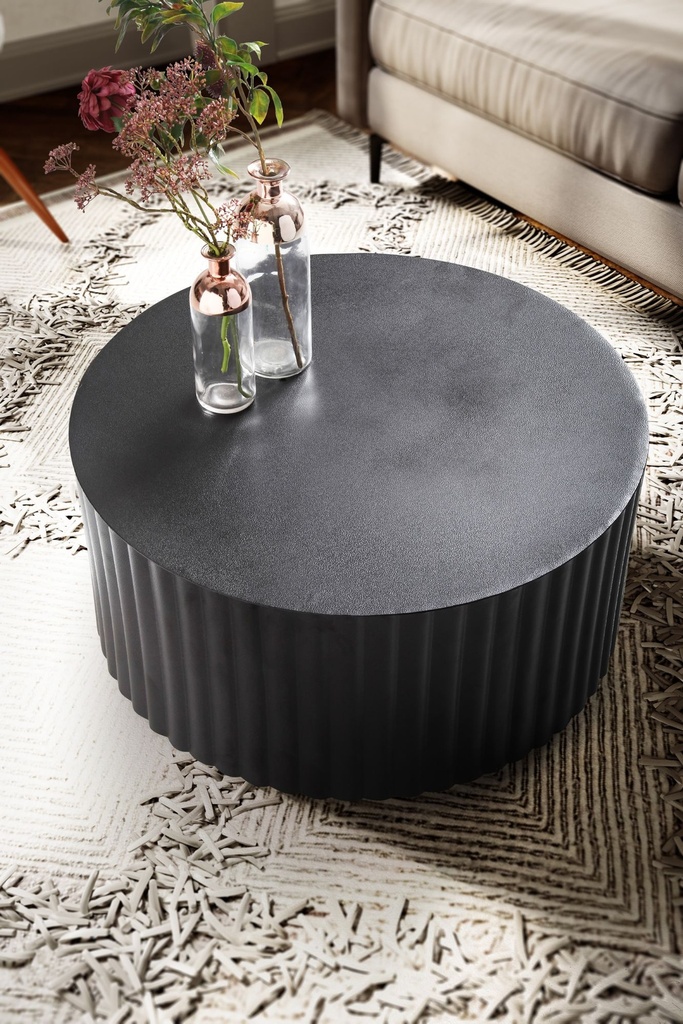 Table basse 67x67x31 cm table de canapé en métal noir ronde, avec motif vagues, fer aspect lattes, moderne_04