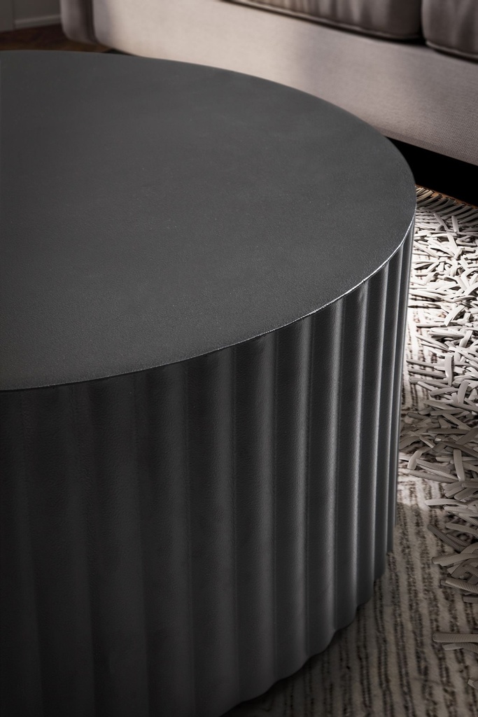 Table basse 67x67x31 cm table de canapé en métal noir ronde, avec motif vagues, fer aspect lattes, moderne_05