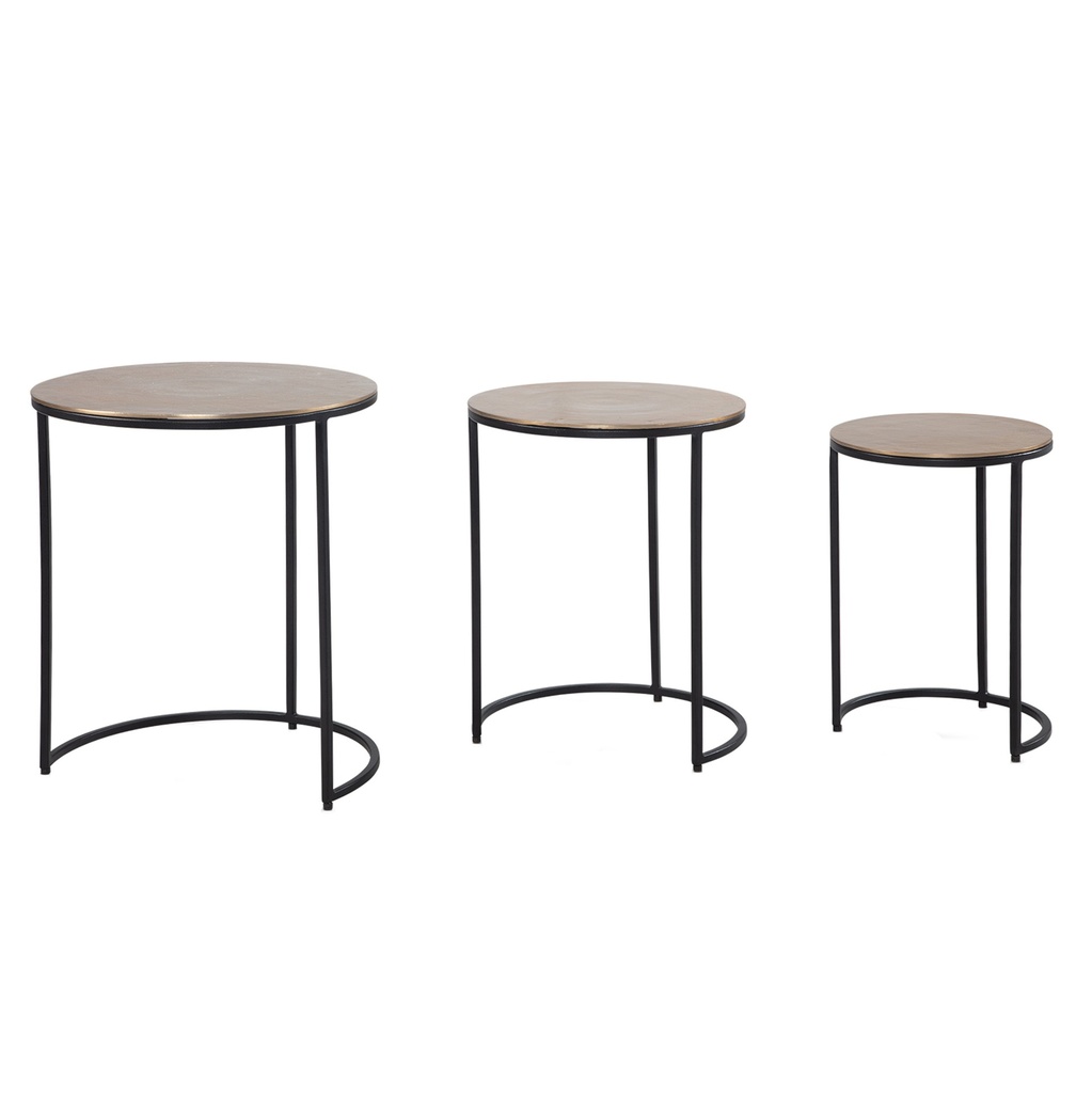 Tables d'appoint lot de 3 tables gigognes design aluminium or/noir rondes en métal, table d'appoint moderne, tables gigognes_06