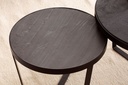 Lot de 2 tables basses en bois d'acacia massif/aspect pierre, table de salon ronde, table gigogne avec structure en métal, table basse moderne, noir/anthracite_05