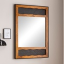 Miroir mural en bois massif de manguier et aspect pierre 72 x 102 x 3 cm Grand miroir de couloir design à suspendre avec cadre en métal horizontal et vertical_01