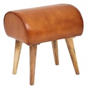 Tabouret cuir véritable / bois massif 45 x 53 x 40 cm