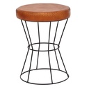 Tabouret cuir véritable / métal 35 x 48 x 35 cm design, rond, marron