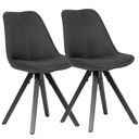 Lot de 2 chaises de salle à manger anthracite avec pieds noirs, scandinave, avec revêtement en tissu, rembourrées