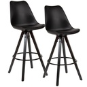 Lot de 2 tabourets de bar en similicuir noir/bois massif