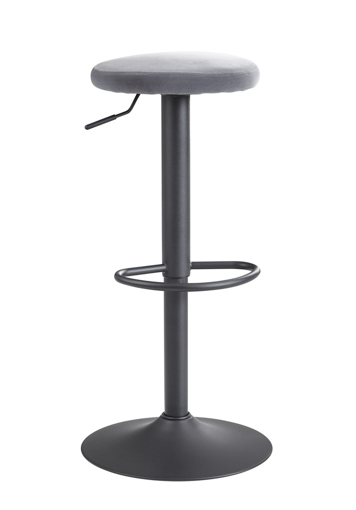 Tabouret de bar velours gris foncé sans dossier 58 - 79 cm