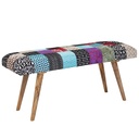 Banc velours / banc en bois massif coloré 117x51x38 cm banc de lit patchwork, banc rembourré design couloir moderne, banc en tissu rembourré salle à manger