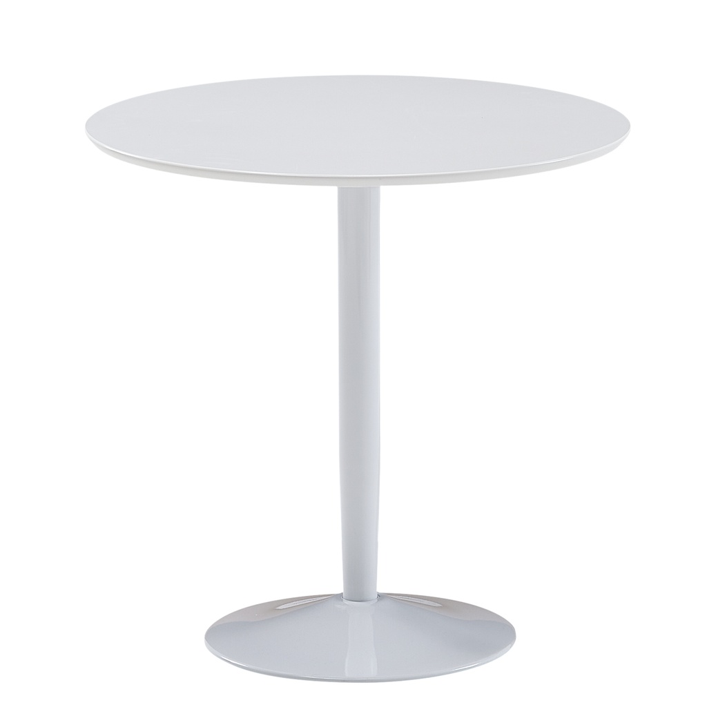 Table à manger ronde 75x75x74 cm petite table de cuisine blanc brillant, table de salle à manger ronde pour 2 personnes, table de petit-déjeuner cuisine moderne