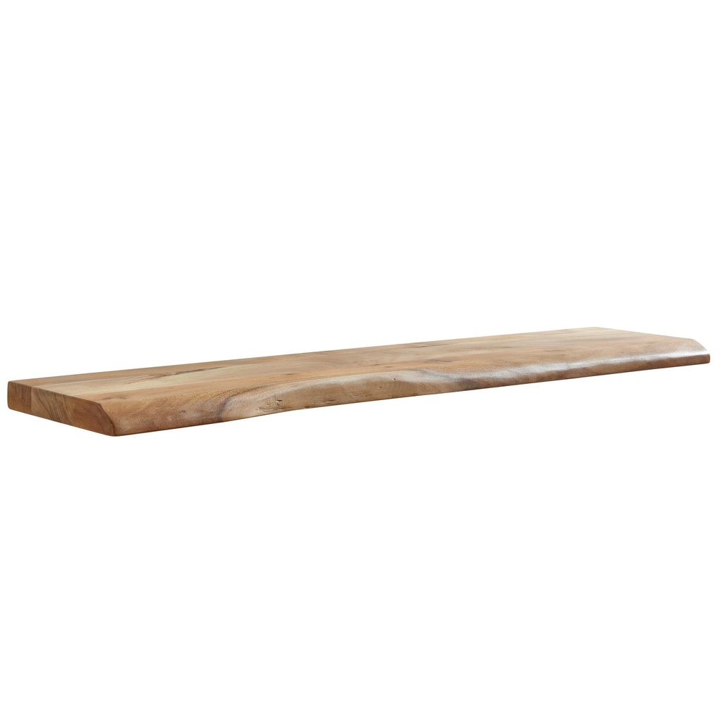 Étagère murale avec bord d'arbre en bois d'acacia massif 120 cm, étagère murale flottante design, étagère murale en bois massif, étagère suspendue style maison de campagne