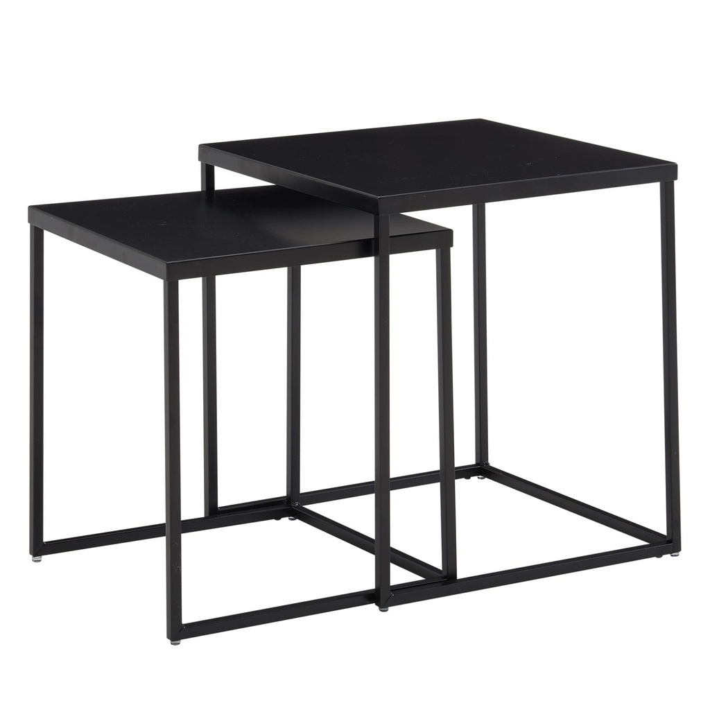 Table de Salon Lot de 2 Tables d'appoint en métal carrées Noir Design Industriel Table d'appoint Table de canapé Table Basse carrée