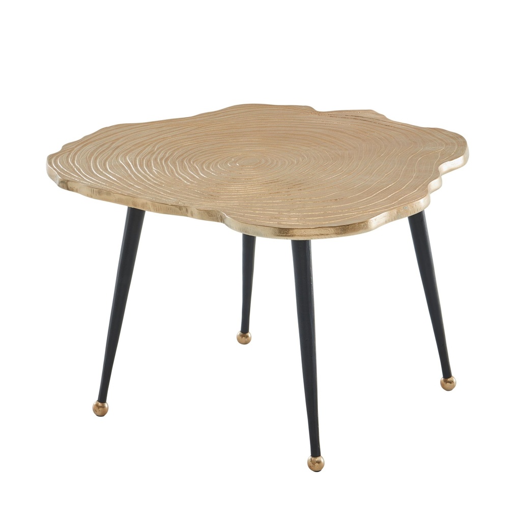 Table basse en aluminium arbre disque 64x64x37 cm table de canapé métal doré, table de salon design ronde, petite table basse moderne