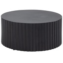 Table basse 67x67x31 cm table de canapé en métal noir ronde, avec motif vagues, fer aspect lattes, moderne