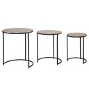 Tables d'appoint lot de 3 tables gigognes design aluminium or/noir rondes en métal, table d'appoint moderne, tables gigognes