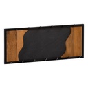 Porte-manteau mural Manguier bois massif / aspect pierre 80x36x6 cm, porte-manteau pour vestes, écharpes et chapeaux, porte-manteau de couloir avec motif vagues