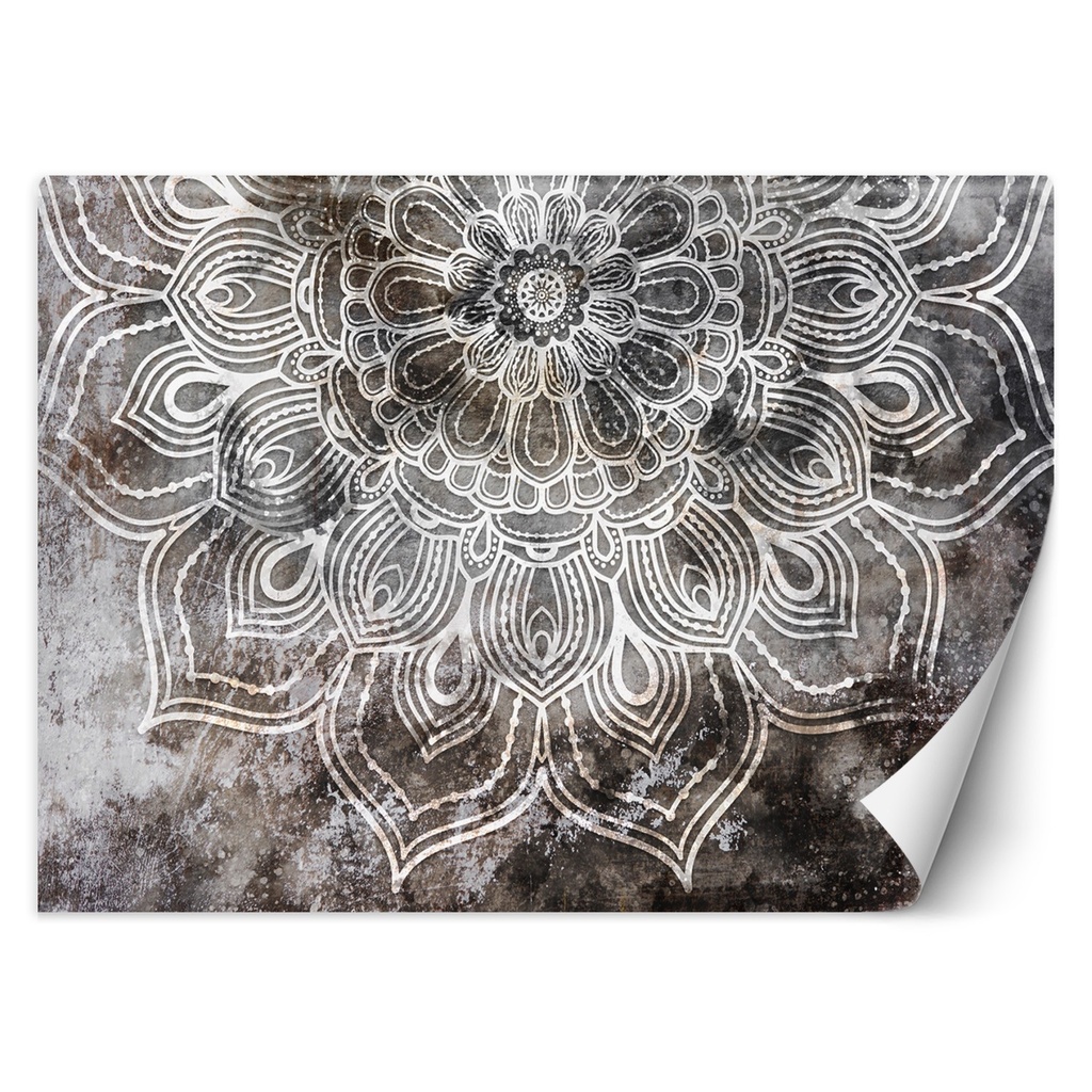 Photo murale en toile décorative avec aspect 3d motif mandala gris