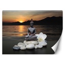 Photo murale en toile décorative avec aspect 3d de 100 cm motif bouddha sur le lac