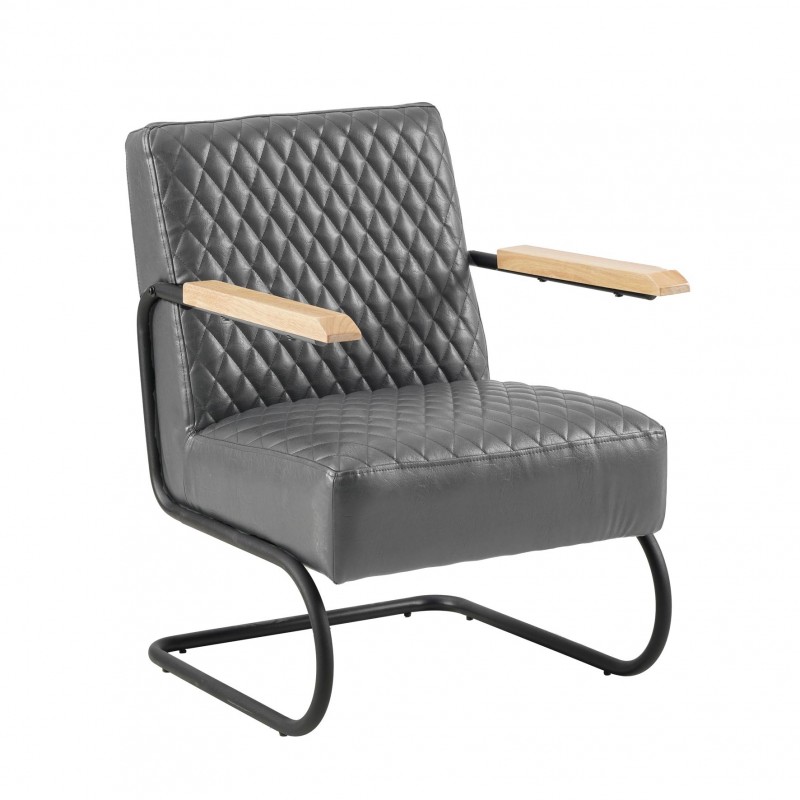 Fauteuil robuste Tissia avec accoudoirs en bois de caoutchouc