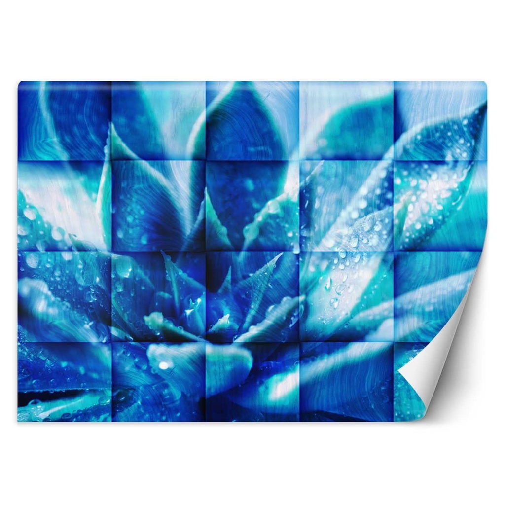 Papier peint imprimé sur toile avec colle motif fleur bleue