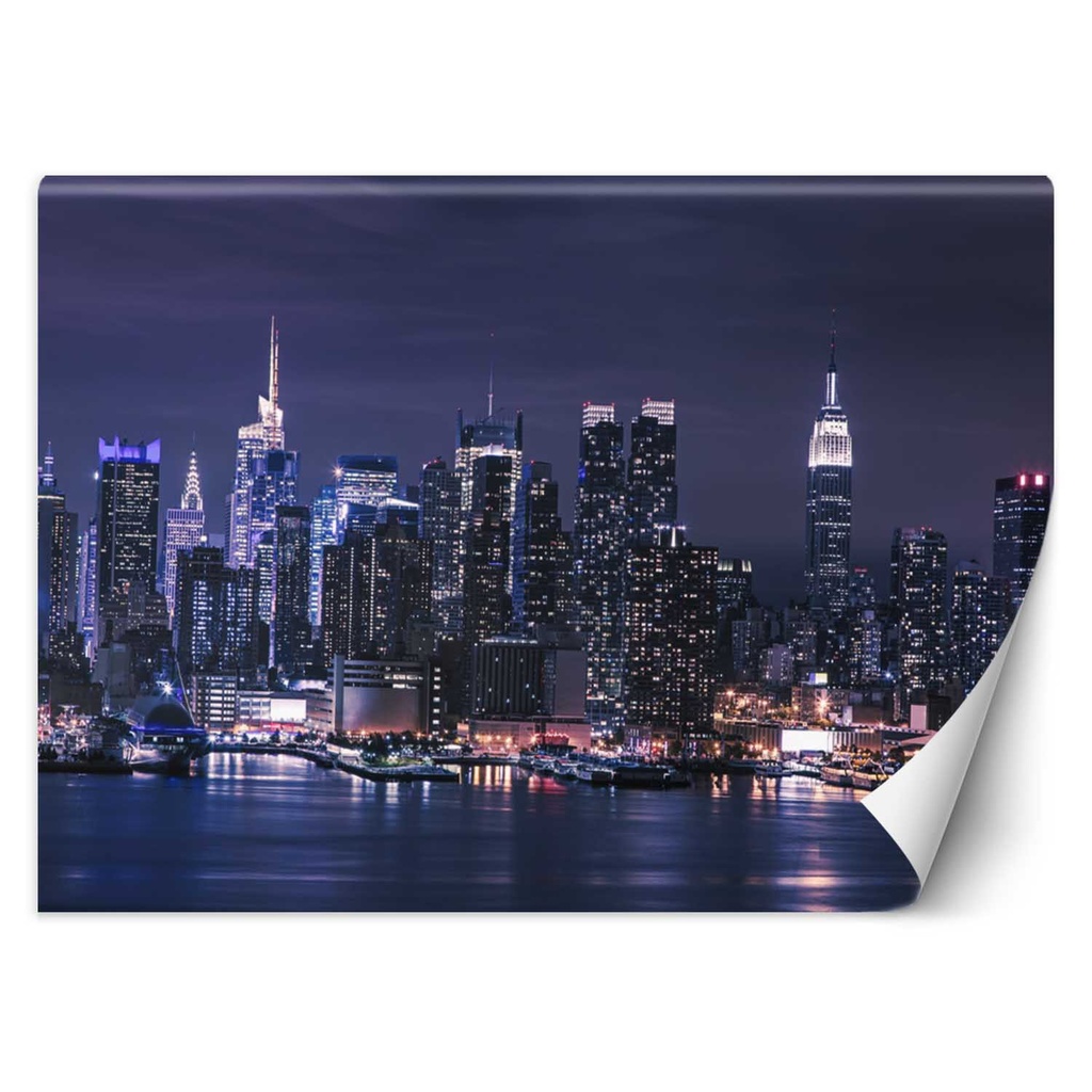 Papier peint imprimé sur toile avec colle motif new york de nuit