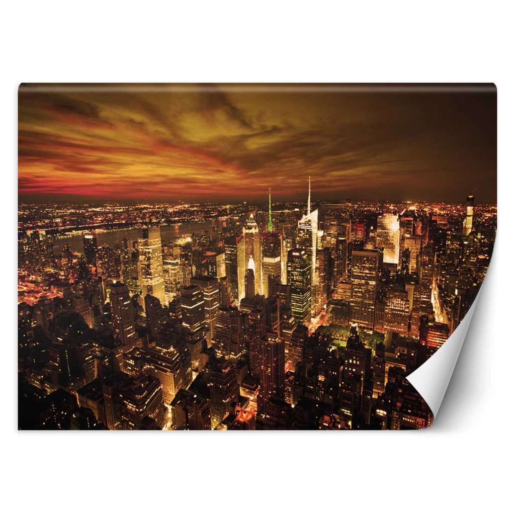 Papier peint imprimé sur toile avec colle motif manhattan à minuit