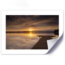 Poster mural avec image décorative de pont sur un lac au coucher du soleil