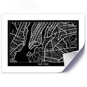 Poster mural avec image d'une carte de new york finition noir et blanc