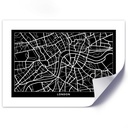 Poster mural en papier avec image d'une carte de londres couleur noir et blanc