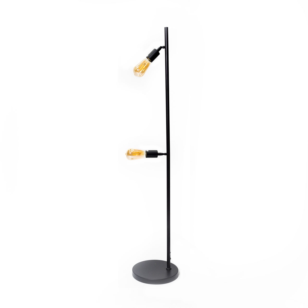 Lampadaire noir Oz, 2 points lumineux