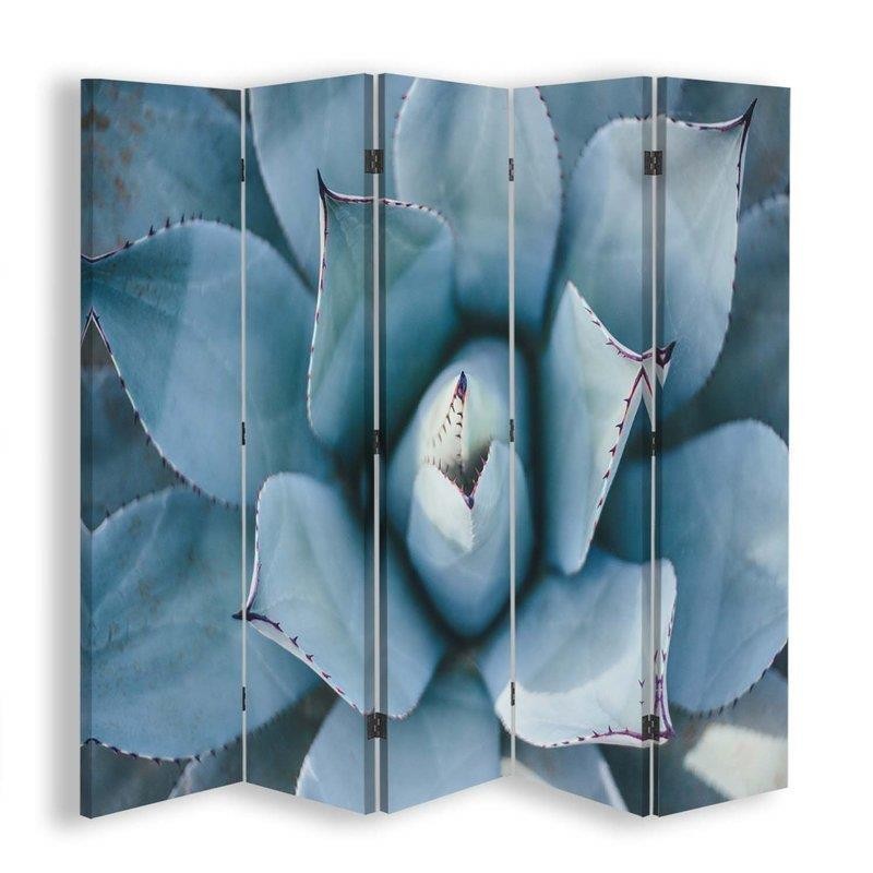 Paravent séparateur d'espaces avec image d'agave imprimée sur toile avec finition verte et cadre en mdf