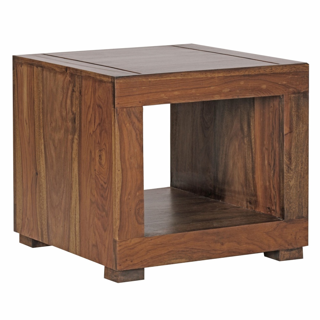 Table basse MUMBAI en bois de Sesham massif 50 cm de large, design style maison de campagne marron foncé