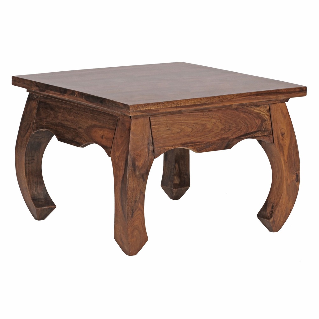 Table basse OPIUM en bois de Sesham massif 60 cm de large design marron foncé style maison de campagne