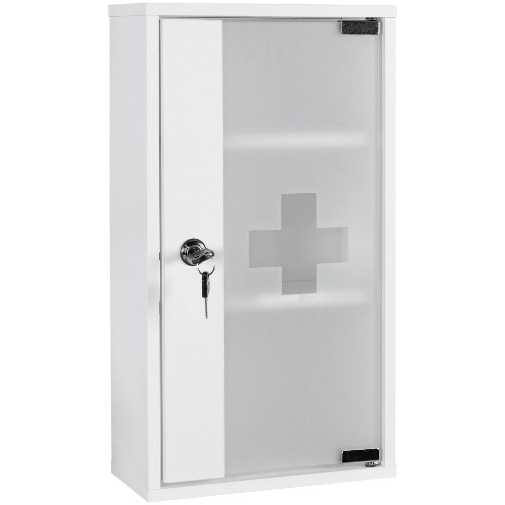 Armoire à pharmacie ELLA bois blanc 26 x 48 x 12 cm verrouillable avec 3 compartiments