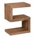 Table d'appoint MUMBAI en bois massif d'acacia S Cube 60 cm de haut, design style maison de campagne marron