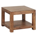 Table basse MUMBAI en bois de Sesham massif 60 x 60 cm, design marron foncé, style maison de campagne