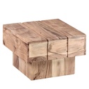 Table d'appoint SIRA en bois d'acacia massif 44 x 44 x 30 cm, cube de maison de campagne massif