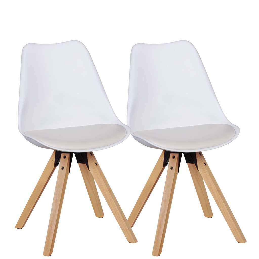 Lot de 2 chaises de salle à manger rétro Lima Blanc