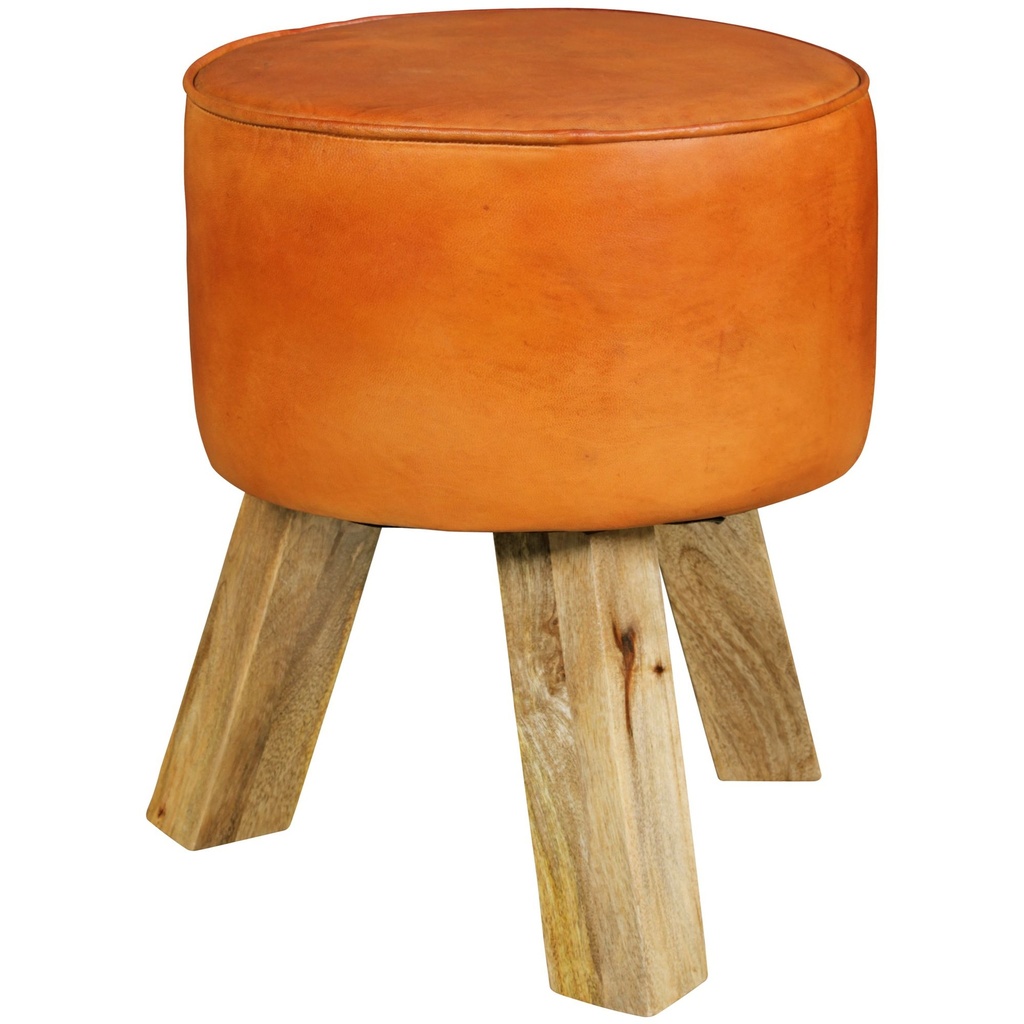 Design Tabouret Bois 37x45x37 cm Repose-pieds Moderne Rond