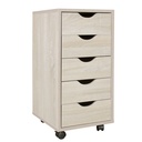 Conteneur mobile MINA 33 x 64 x 38 cm bois MDF 5 tiroirs sonoma, avec roulettes