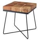 Table d'appoint ZARI 45 x 45 x 51 cm en bois d'acacia massif avec structure en métal