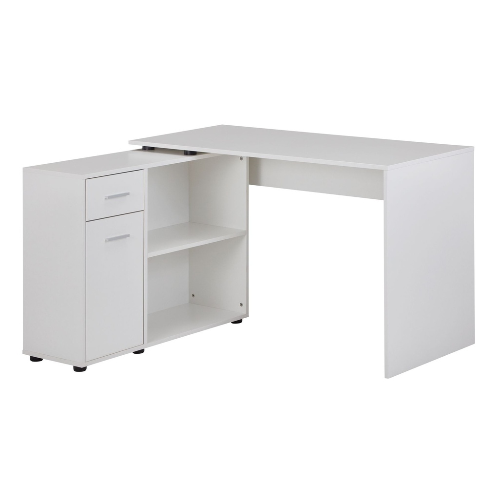 Bureau d'angle Design avec étagère blanc 120 x 75,5 x 106,5 cm