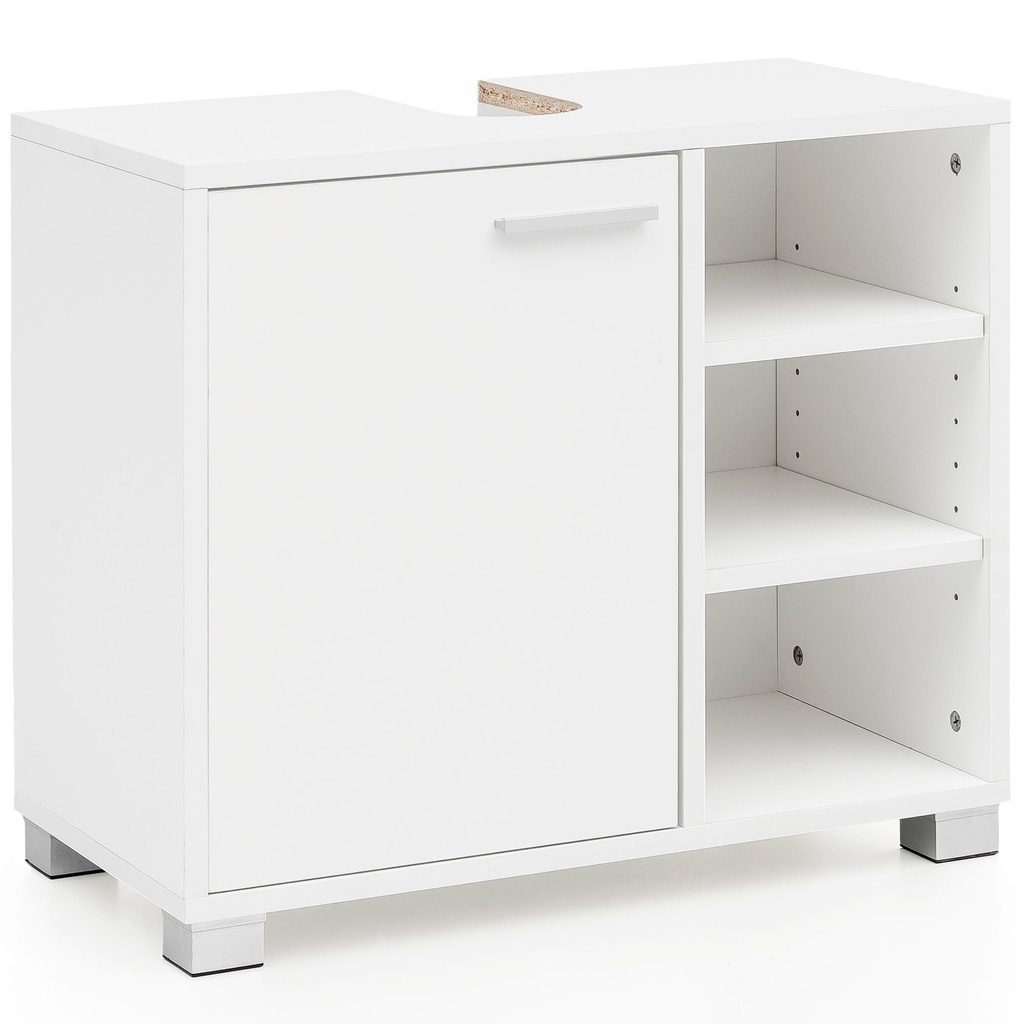 Meuble vasque 60x55x32cm meuble de salle de bain blanc avec porte