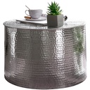 Table basse RAHI 61 x 40,5 x 61 cm aluminium argent rond oriental