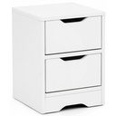 Console de nuit 31x42x31cm blanc mat avec 2 tiroirs