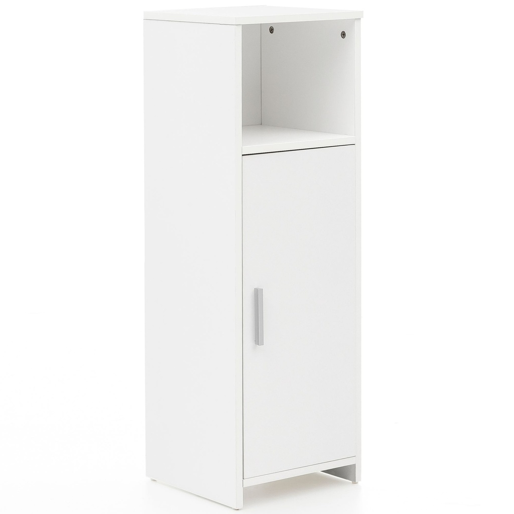 Meuble de salle de bain 30 x 95,5 x 30 cm en bois blanc avec porte et compartiment de rangement