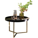 Table basse EVA 58,5x42x58,5cm métal noir / doré ronde